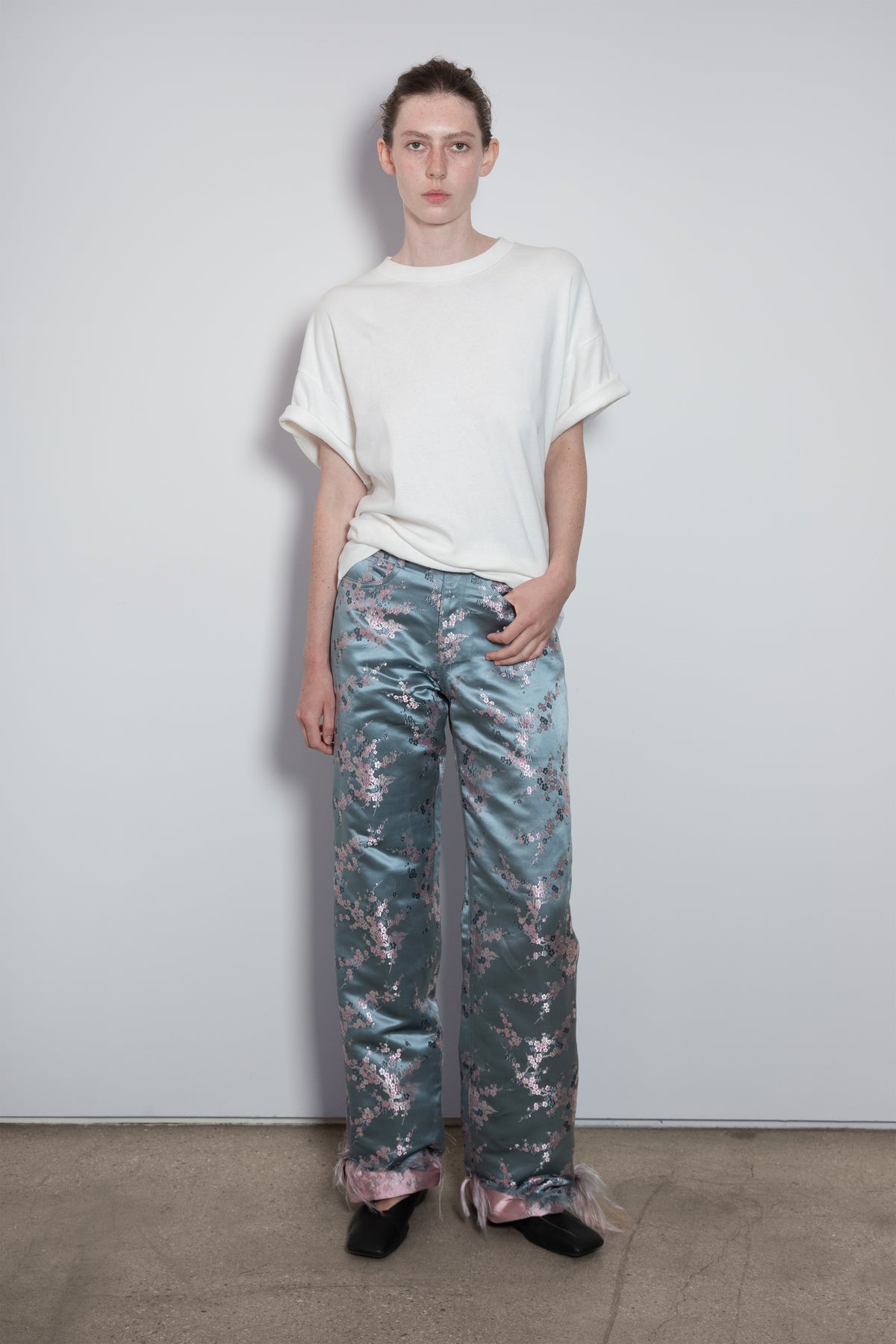 Silk Tapestry Five-Pocket Pant